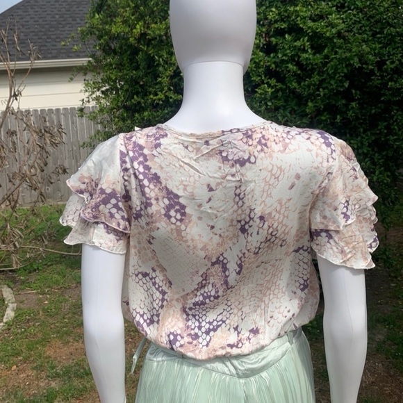 💋NWT Vintage Havana Flutter Sleeve Pull Over Ruffle Crop Top - Picture 7 of 16